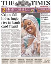 The Times () Newspaper Front Page for 26 August 2014