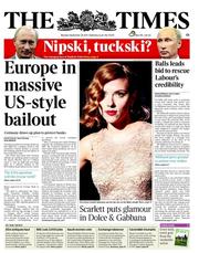 The Times () Newspaper Front Page for 26 September 2011