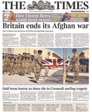 The Times () Newspaper Front Page for 27 October 2014