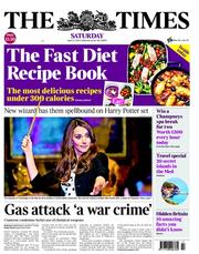 The Times () Newspaper Front Page for 27 April 2013