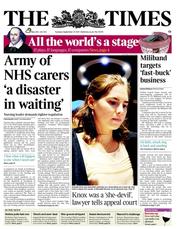 The Times () Newspaper Front Page for 27 September 2011