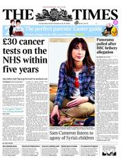 The Times () Newspaper Front Page for 28 March 2013