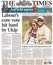 The Times () Newspaper Front Page for 28 April 2014