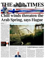 The Times () Newspaper Front Page for 28 July 2011