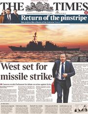 The Times () Newspaper Front Page for 28 August 2013