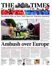 The Times () Newspaper Front Page for 29 October 2012