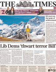 The Times () Newspaper Front Page for 29 May 2013