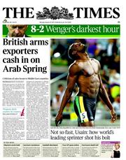 The Times () Newspaper Front Page for 29 August 2011