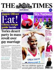 The Times () Newspaper Front Page for 2 February 2013