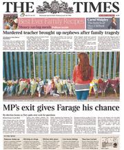 The Times () Newspaper Front Page for 30 April 2014