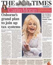 The Times () Newspaper Front Page for 30 June 2014