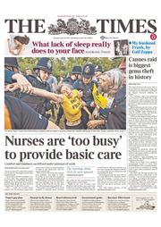 The Times () Newspaper Front Page for 30 July 2013