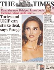 The Times () Newspaper Front Page for 30 September 2013