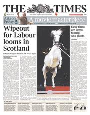 The Times () Newspaper Front Page for 31 October 2014