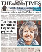 The Times () Newspaper Front Page for 31 December 2013