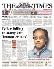 The Times () Newspaper Front Page for 31 January 2014
