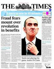 The Times () Newspaper Front Page for 3 April 2013