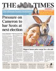 The Times () Newspaper Front Page for 3 April 2014
