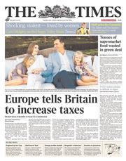 The Times () Newspaper Front Page for 3 June 2014