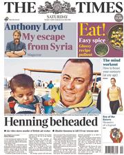 The Times () Newspaper Front Page for 4 October 2014