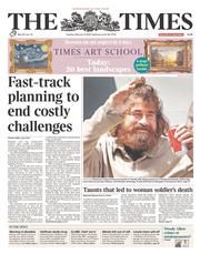 The Times () Newspaper Front Page for 4 February 2014