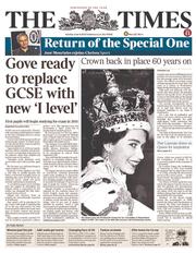 The Times () Newspaper Front Page for 4 June 2013