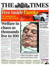 The Times () Newspaper Front Page for 4 August 2011