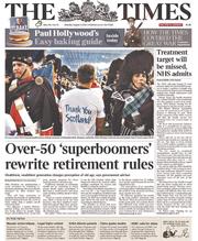 The Times () Newspaper Front Page for 4 August 2014