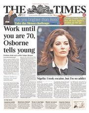 The Times () Newspaper Front Page for 5 December 2013