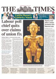 The Times () Newspaper Front Page for 5 July 2013