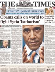 The Times () Newspaper Front Page for 5 September 2013