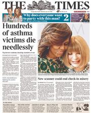 The Times () Newspaper Front Page for 6 May 2014
