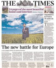 The Times () Newspaper Front Page for 6 June 2014