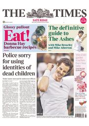 The Times () Newspaper Front Page for 6 July 2013