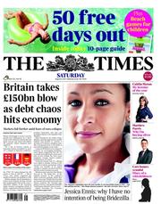 The Times () Newspaper Front Page for 6 August 2011