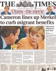 The Times () Newspaper Front Page for 6 September 2013