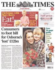 The Times () Newspaper Front Page for 7 December 2013
