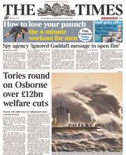 The Times () Newspaper Front Page for 7 January 2014