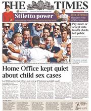 The Times () Newspaper Front Page for 7 July 2014