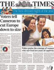 The Times () Newspaper Front Page for 8 May 2013