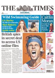 The Times () Newspaper Front Page for 8 June 2013