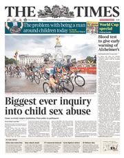 The Times () Newspaper Front Page for 8 July 2014
