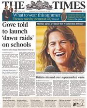 The Times () Newspaper Front Page for 9 June 2014
