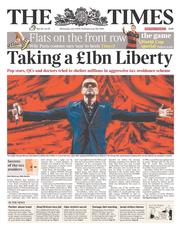 The Times () Newspaper Front Page for 9 July 2014